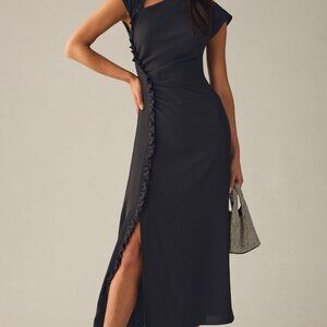 SHOSHANNA ASYMMETRICAL SLIM MIDI DRESS, Size 8 (from Anthropologie)
